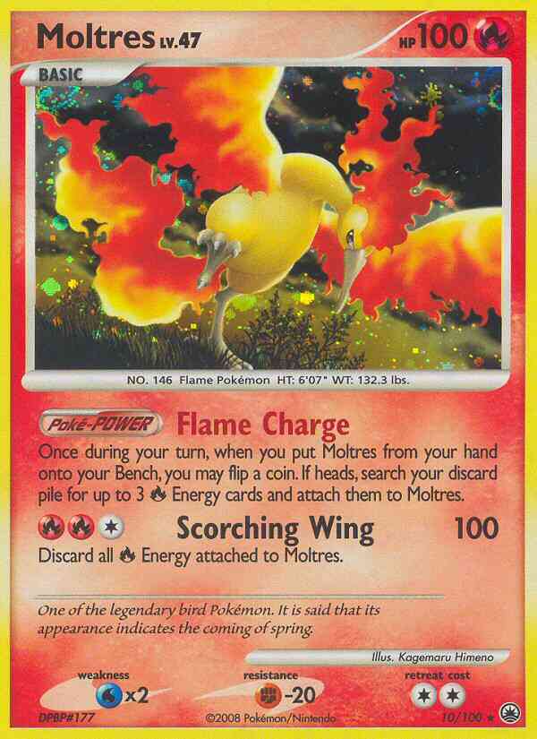Moltres - 10/100 - Rare Holo [dp5-10] [Reverse Holo]