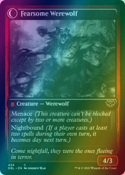 Fearful Villager // Fearsome Werewolf [424] [Innistrad: Double Feature] [Foil]