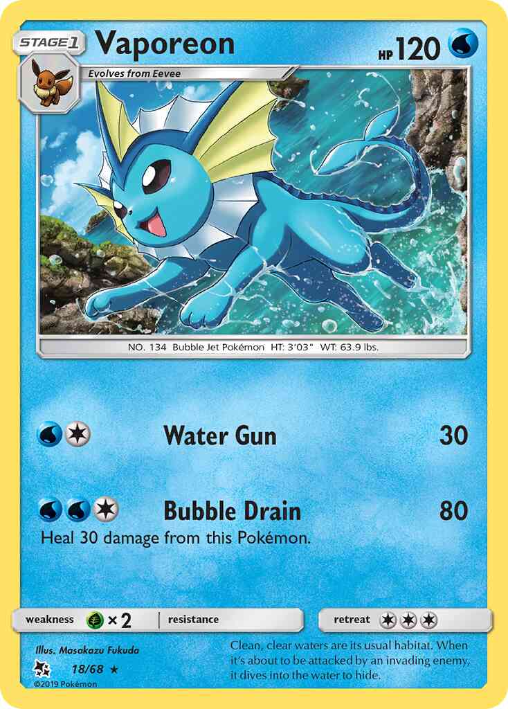 Vaporeon - 18/68 - Rare Holo [sm115-18] [Holo]