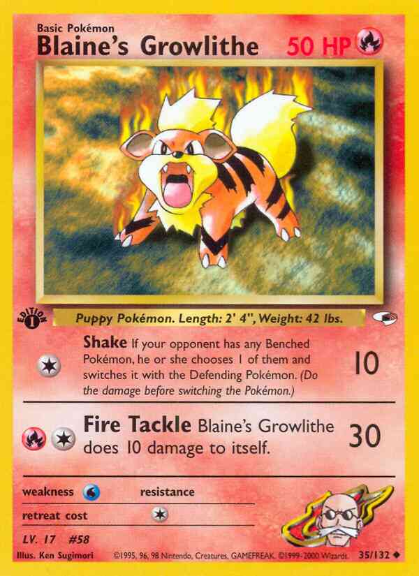 Blaine's Growlithe - 35/132 - Uncommon - 1st Edition [gym1-35] [Non-Holo]
