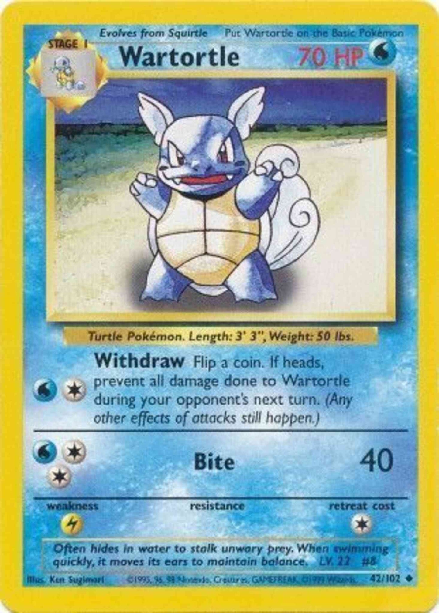 Wartortle - 42/102 - Uncommon - Shadowless [base1S-42] [Non-Holo]