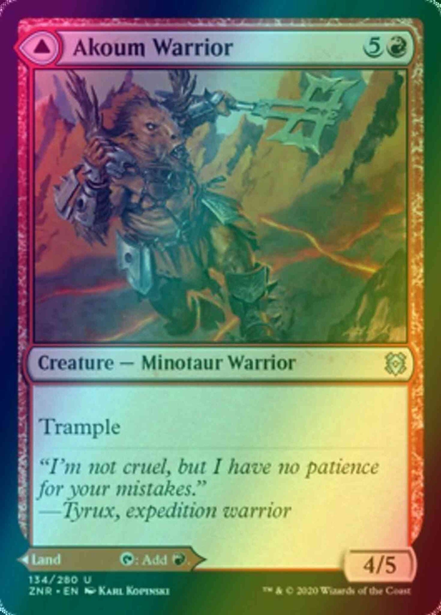 Akoum Warrior // Akoum Teeth [134] [Zendikar Rising] [Foil]