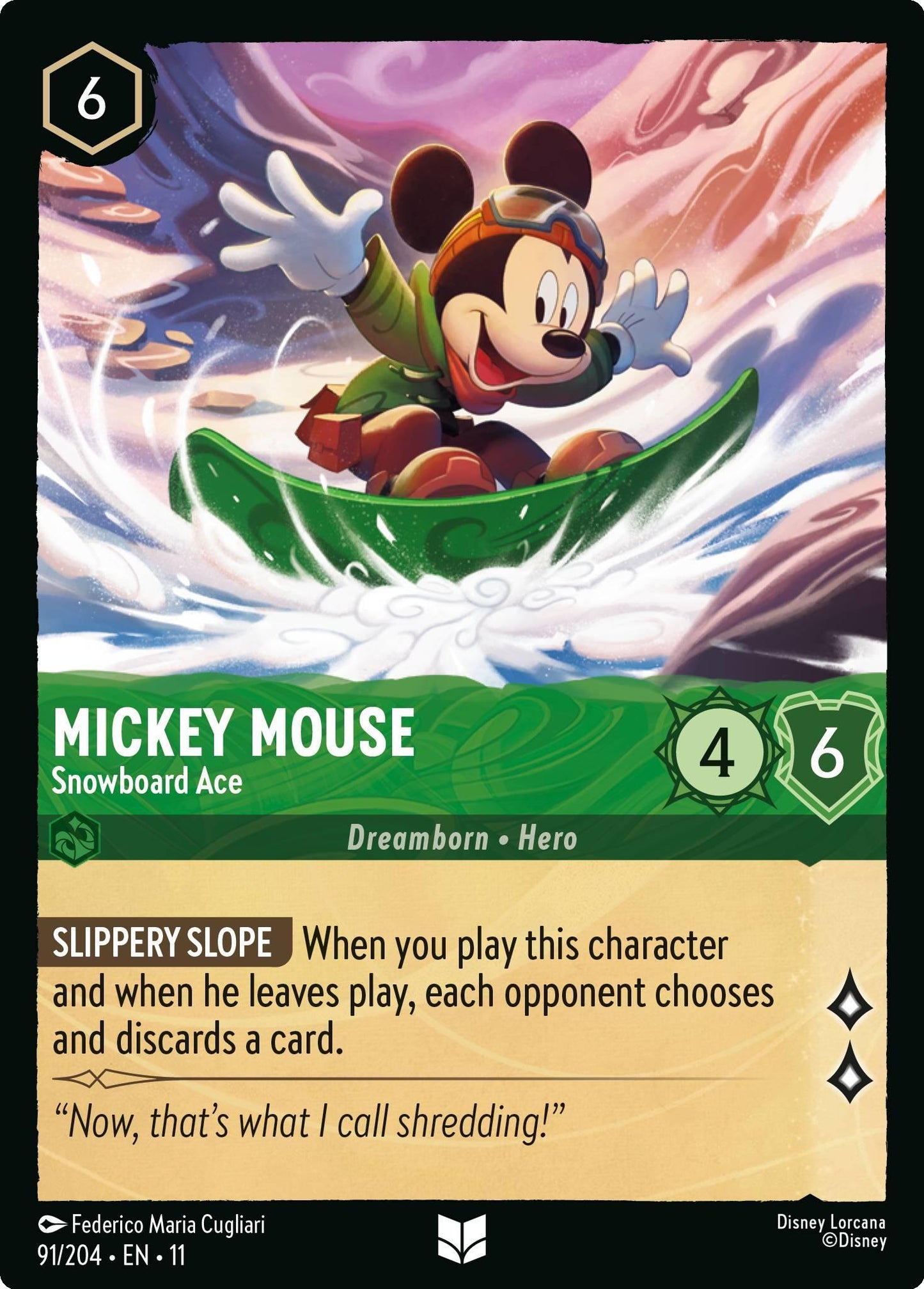 Mickey Mouse - Snowboard Ace - 91/204 [Winterspell] [Non-Foil]
