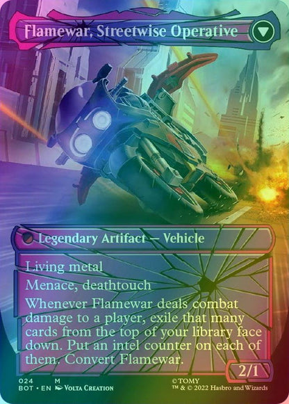 Flamewar, Brash Veteran // Flamewar, Streetwise Operative [24] [Borderless] [Shattered Glass] [Universes Beyond: Transformers] [Foil]