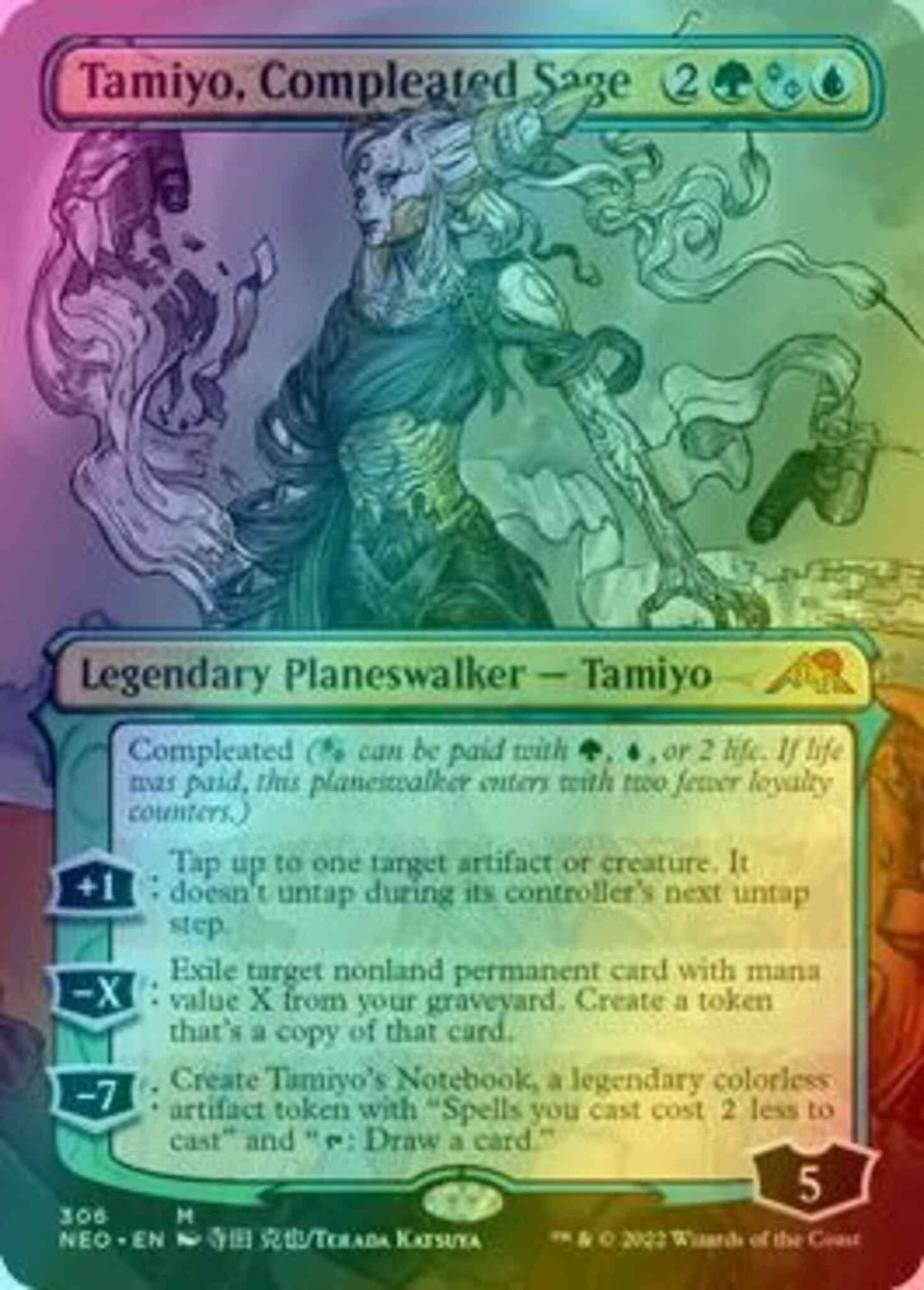Tamiyo, Compleated Sage [306] [Borderless] [Kamigawa:: Neon Dynasty] [Foil]