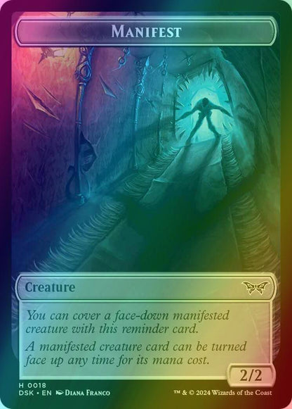 Beast Token (03) // Manifest Token (18) [Duskmourn: House of Horror: Tokens] [Foil]