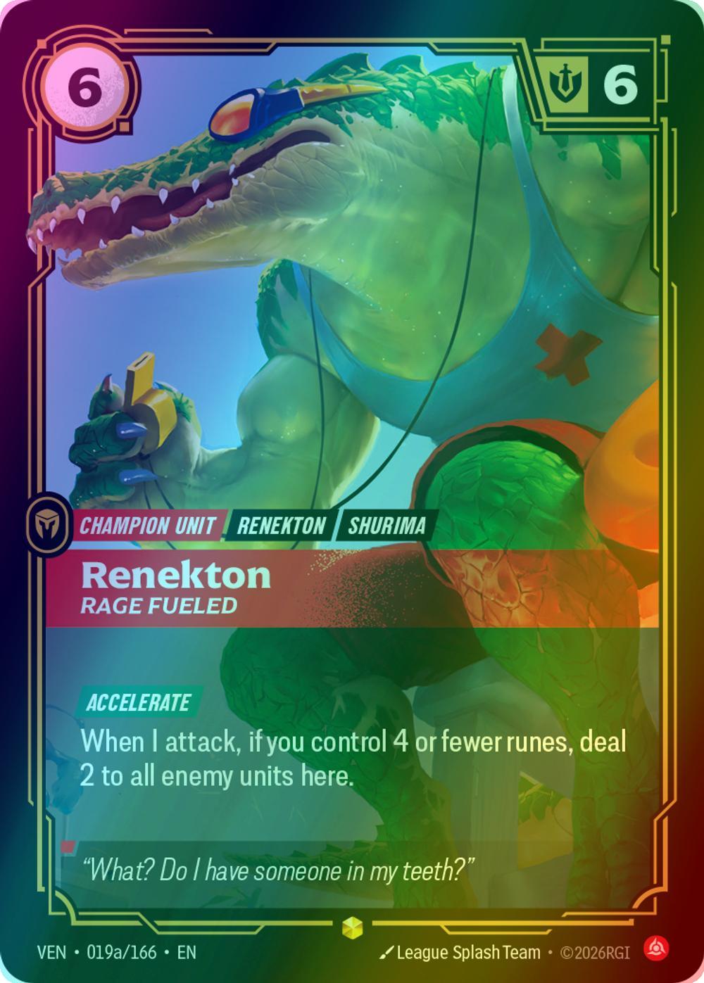 Renekton, Rage Fueled (Alternate Art) - 019a/166 [Vendetta] [Foil]