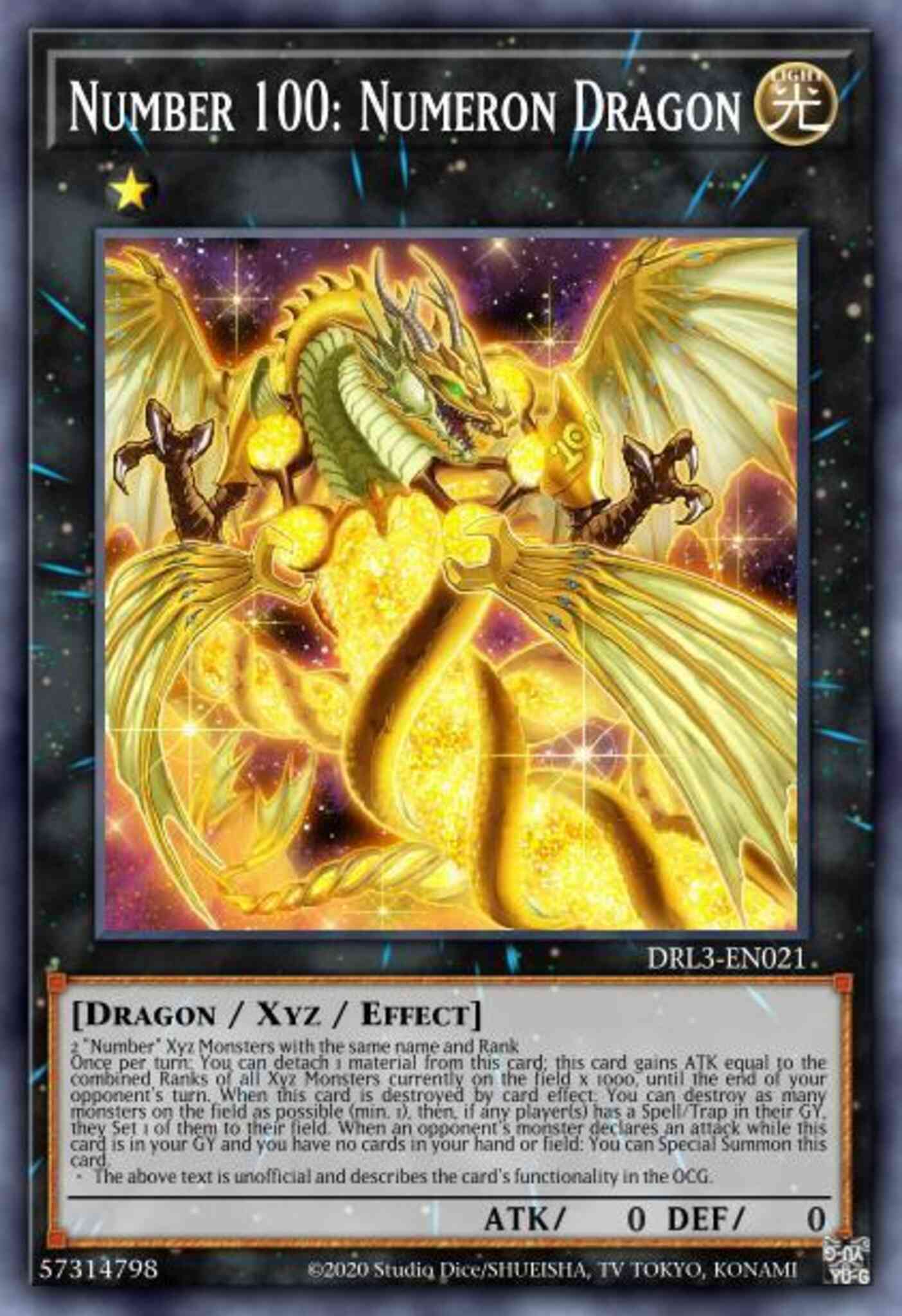 Number 100: Numeron Dragon (Green) - DLCS-EN117 - Ultra Rare - 1st Edition