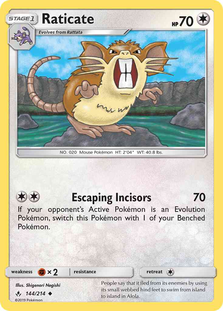 Raticate - 144/214 - Uncommon [sm10-144] [Reverse Holo]