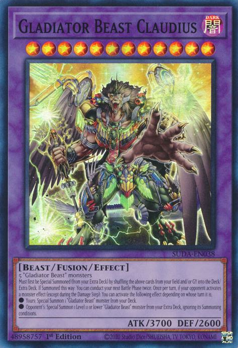 Gladiator Beast Claudius - SUDA-EN038 - Super Rare - 1st Edition