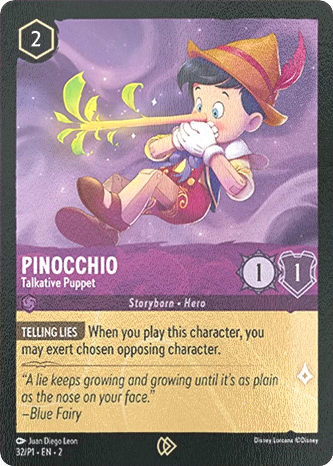 Pinocchio - Talkative Puppet - 32/P1 [Disney Lorcana Promo Cards] [Cold Foil]