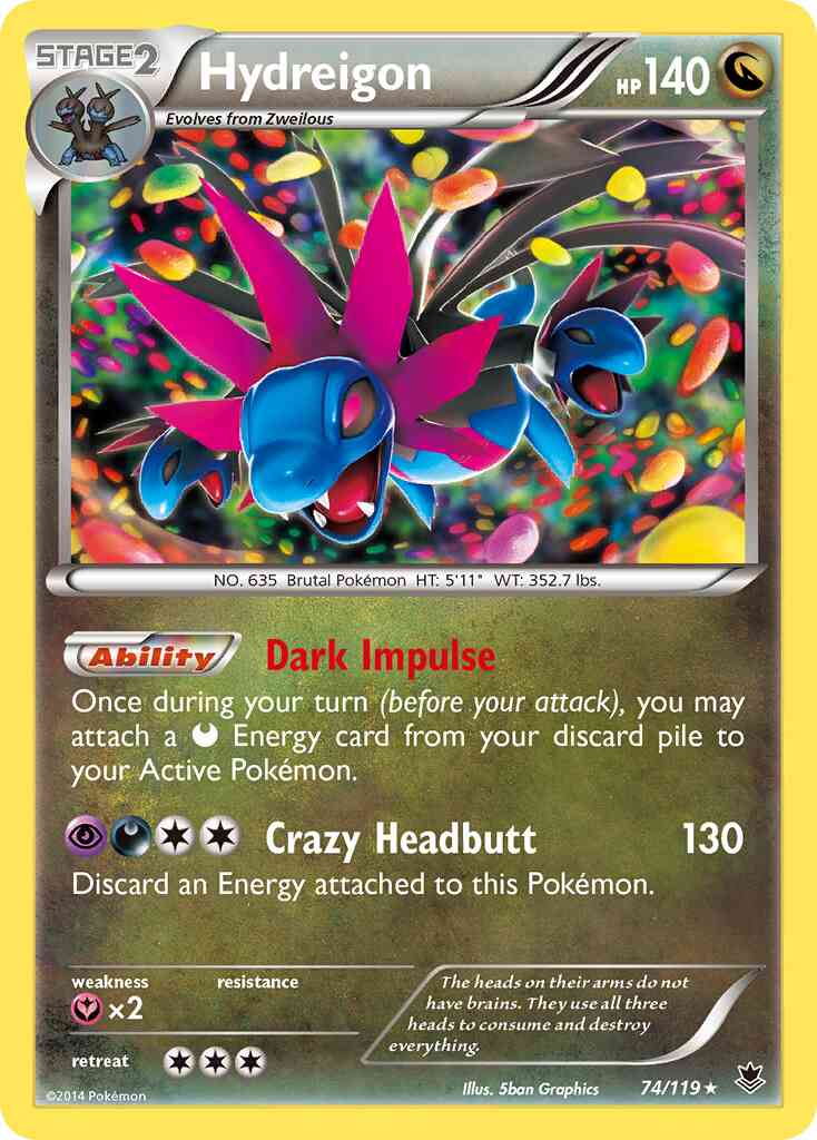 Hydreigon - 74/119 - Rare Holo [xy4-74] [Reverse Holo]