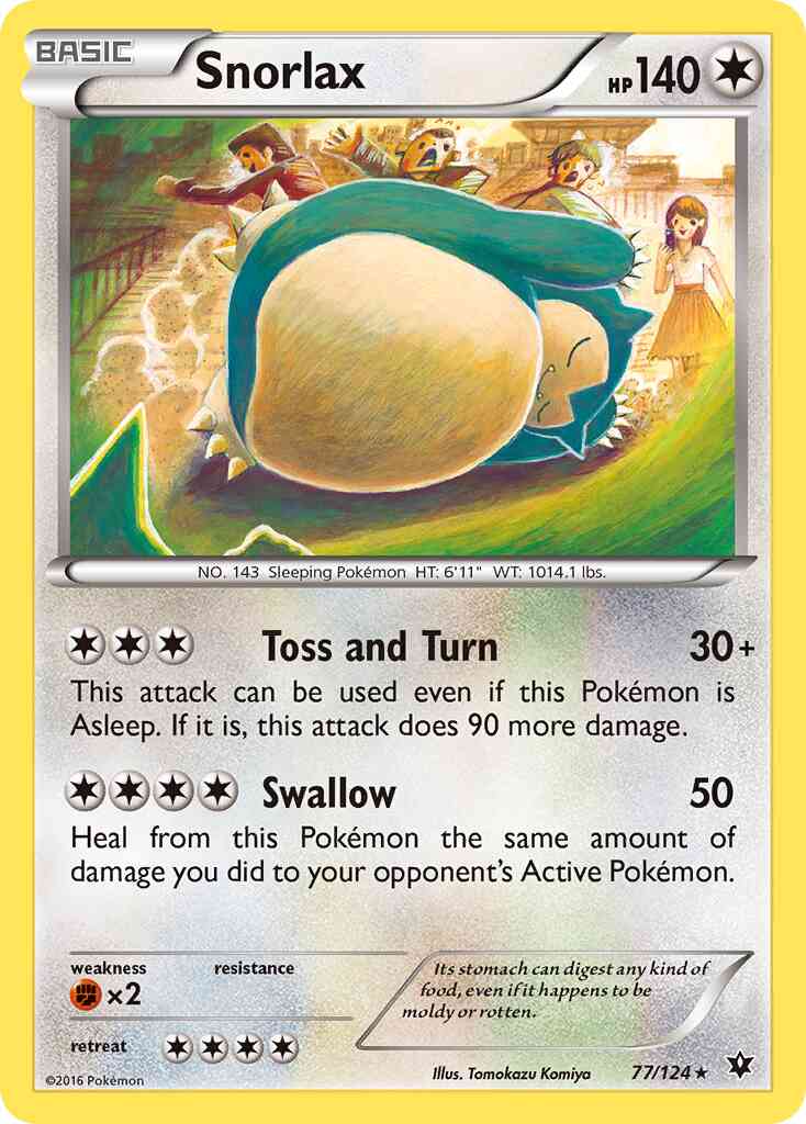 Snorlax - 77/124 - Rare [xy10-77] [Reverse Holo]