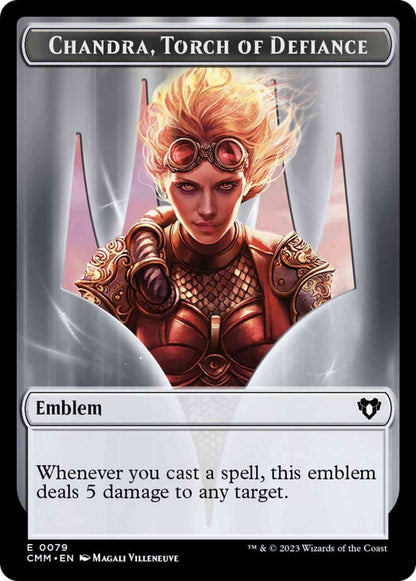 Chandra, Torch of Defiance Emblem (79) // Wizard Token (71) [Commander Masters: Tokens] [Non-Foil]