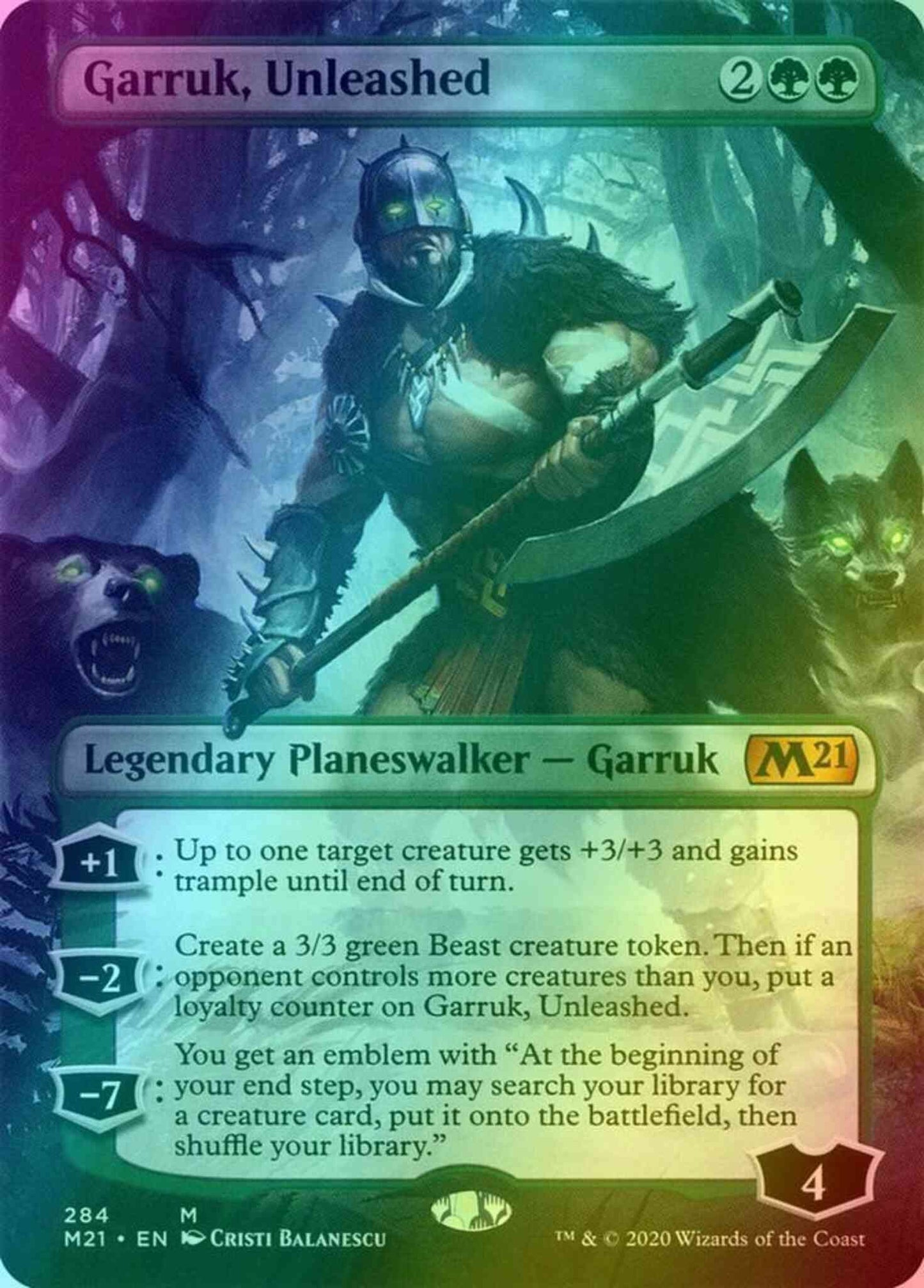 Garruk, Unleashed [284] [Borderless] [Core Set 2021] [Foil]