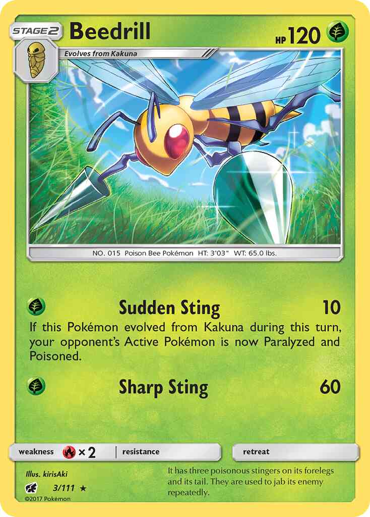 Beedrill - 3/111 - Rare [sm4-3] [Reverse Holo]