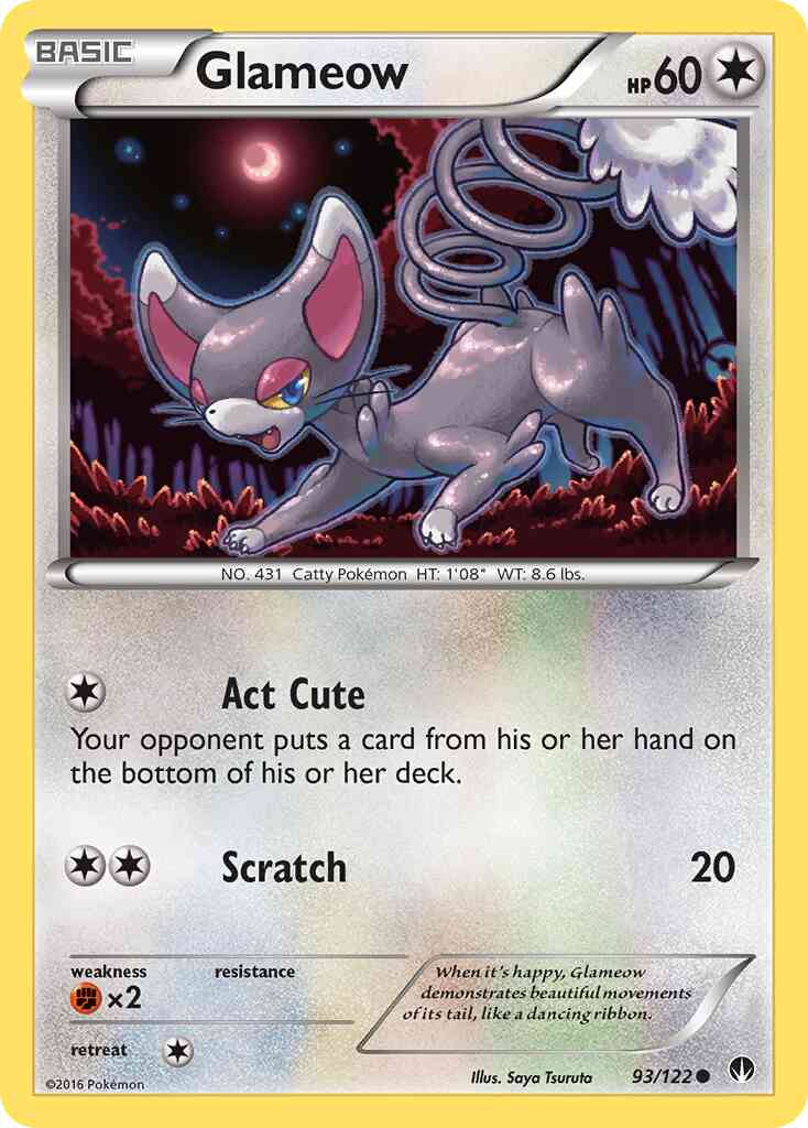 Glameow - 93/122 - Common [xy9-93] [Reverse Holo]