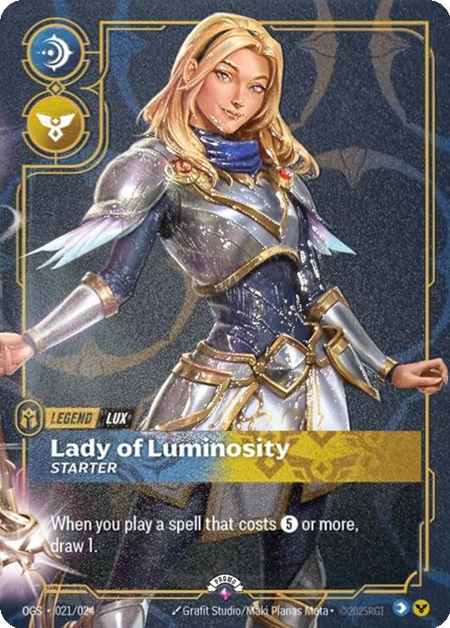 Lady of Luminosity (Lux) (Metal) (Prize Wall) - 021/024 [Riftbound Organized Play Promotional Cards] [Non-Foil]