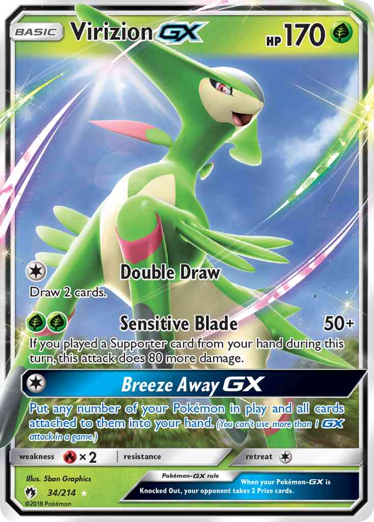 Virizion-GX - 34/214 - Rare Holo GX [sm8-34] [Ultra]