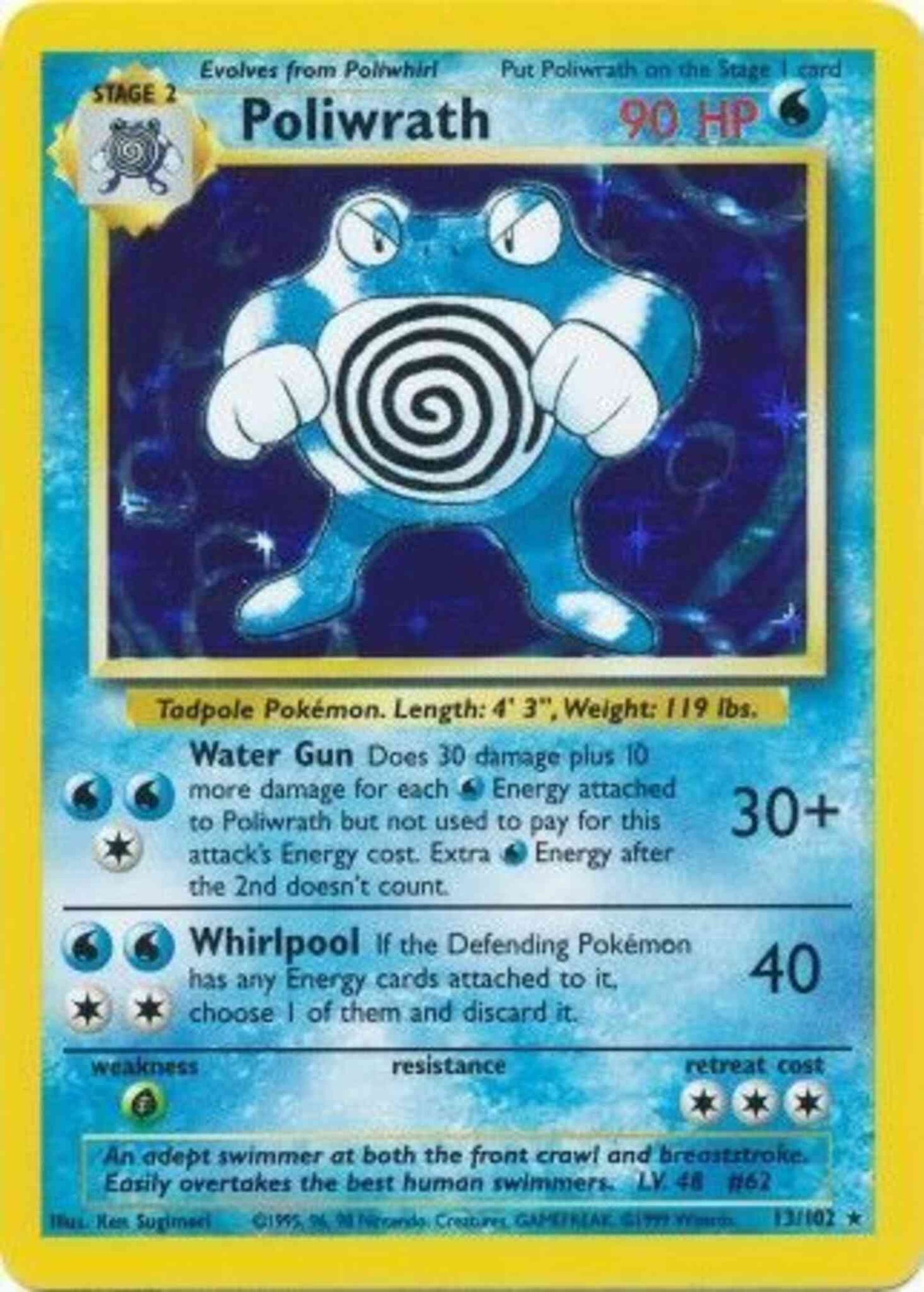 Poliwrath - 13/102 - Rare - Unlimited [base1U-13] [Holo]