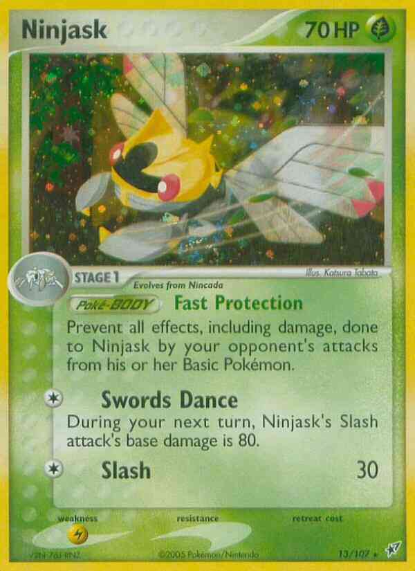 Ninjask - 13/107 - Rare Holo [ex8-13] [Reverse Holo]