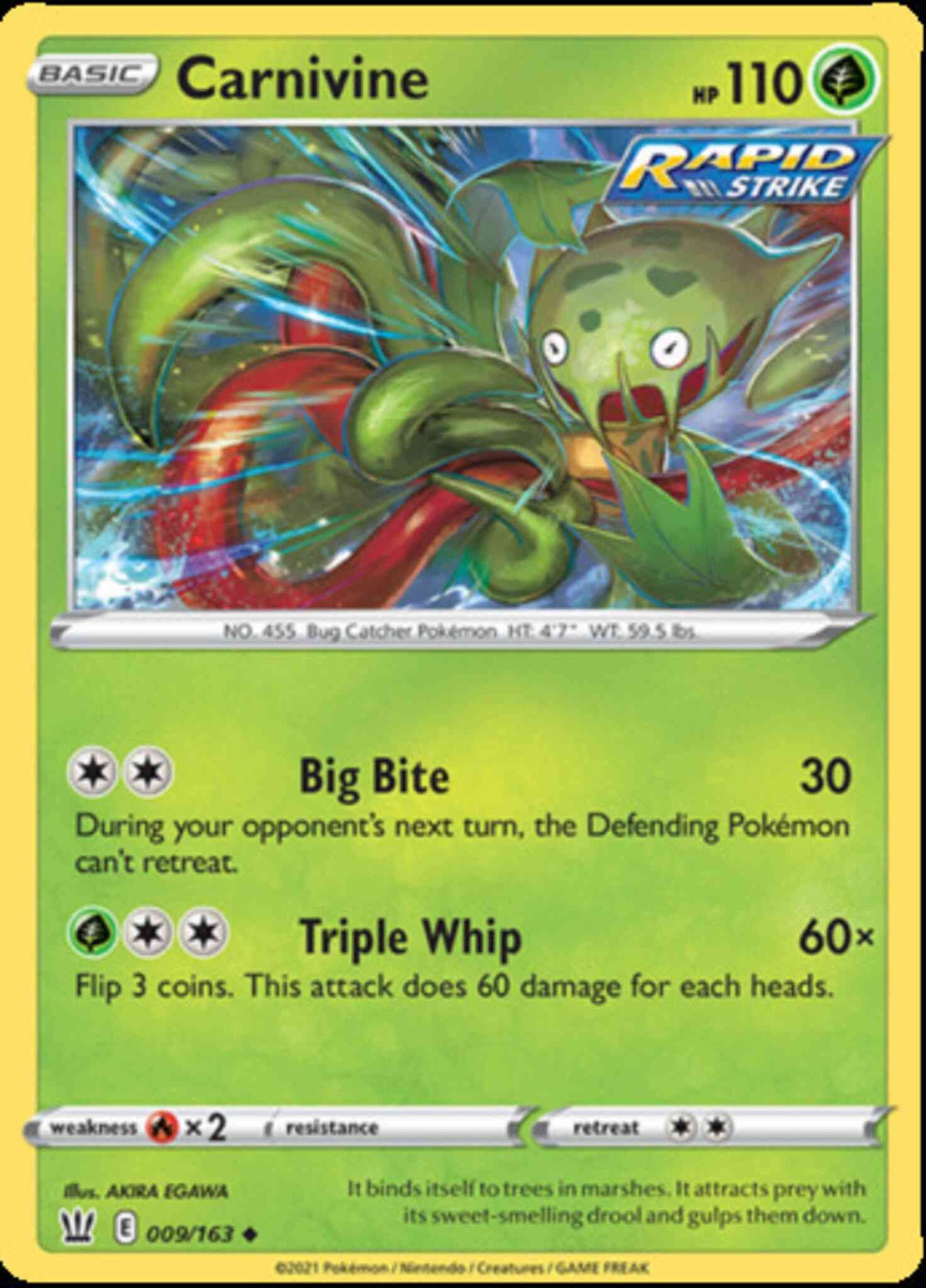 Carnivine - 009/163 - Uncommon [swsh5-009] [Reverse Holo]