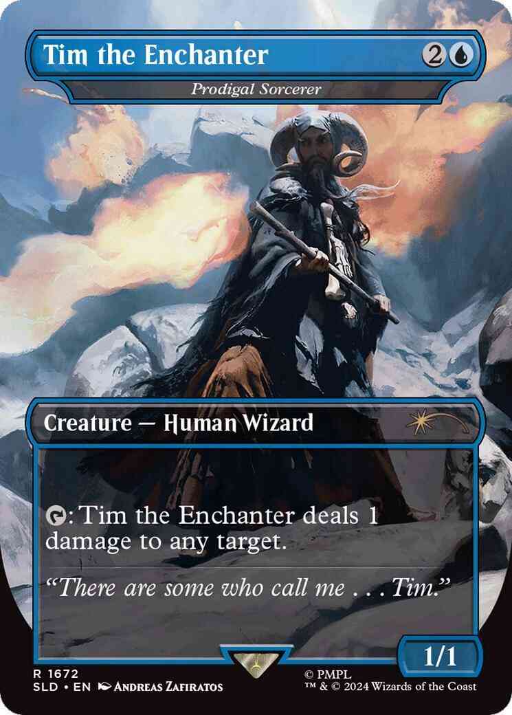 Tim the Enchanter - Prodigal Sorcerer [1672] [Borderless] [Monty Python: Vol. 1] [Secret Lair Drop] [Foil]