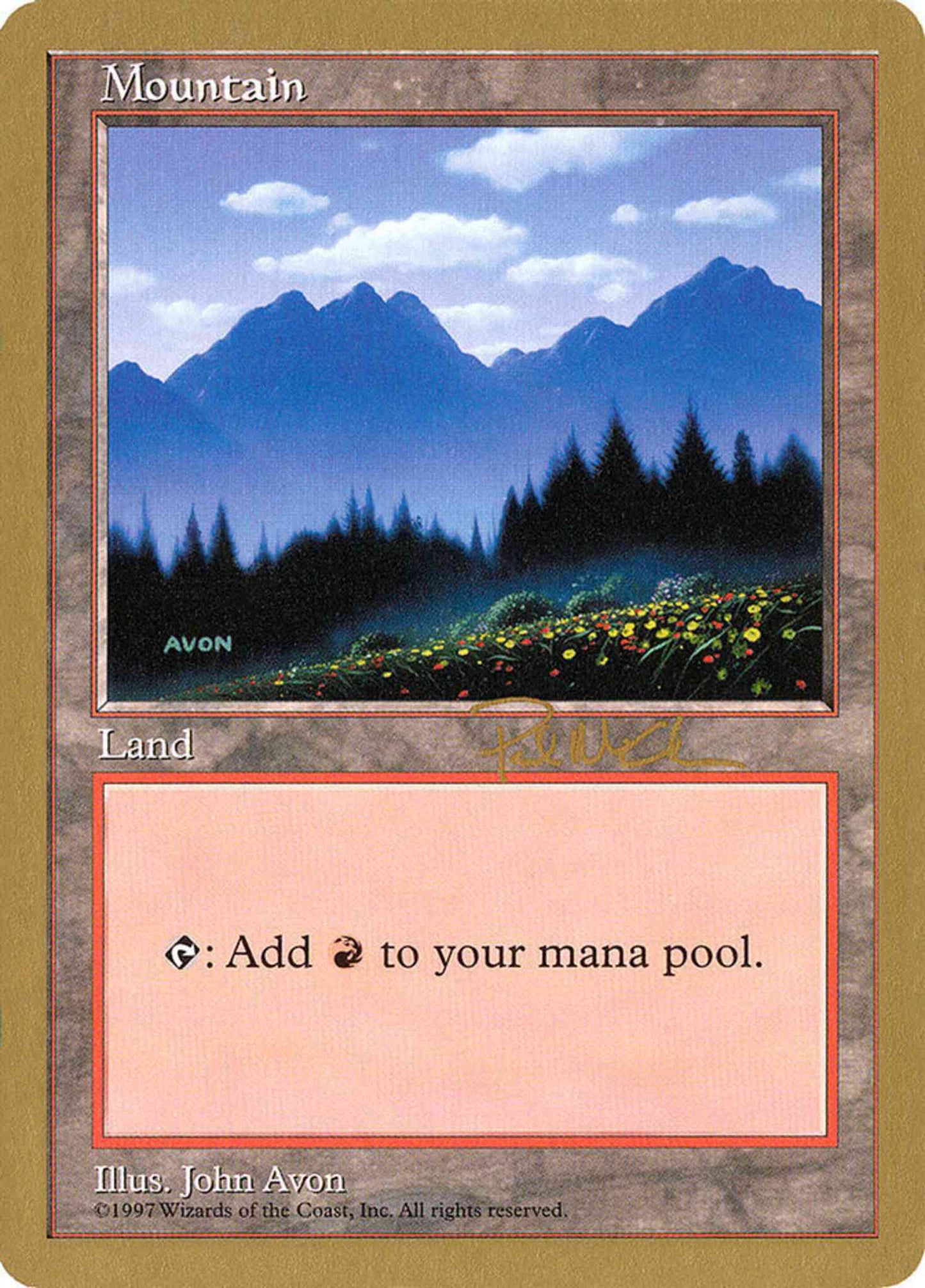 Mountain [pm445] [Paul McCabe] [Yellow & Red Flowers] [World Championship Decks 1997] [Non-Foil]
