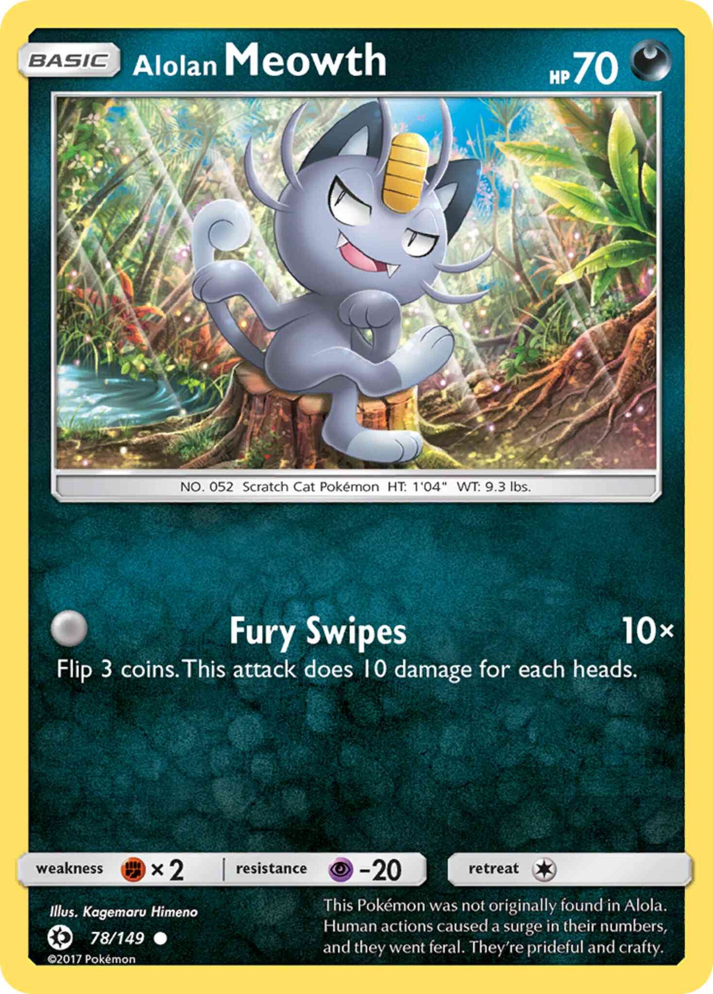 Alolan Meowth - 78/149 - Common [sm1-78] [Reverse Holo]