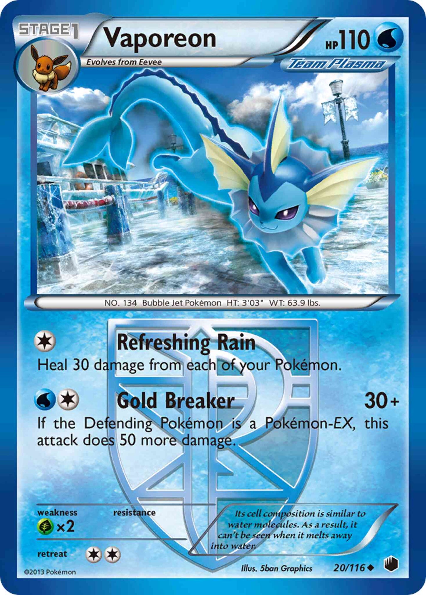 Vaporeon - 20/116 - Uncommon [bw9-20] [Reverse Holo]