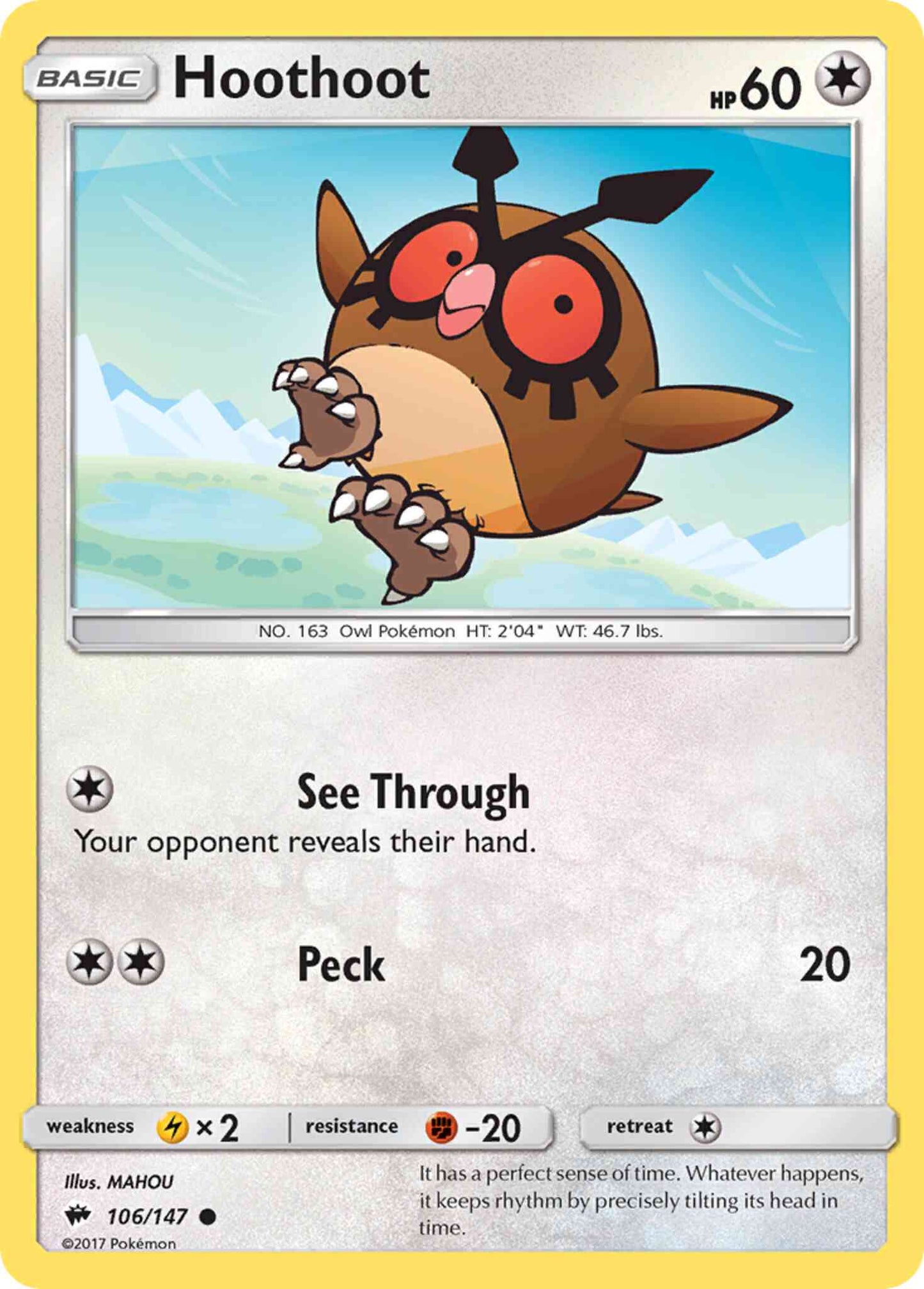 Hoothoot - 106/147 - Common [sm3-106] [Reverse Holo]