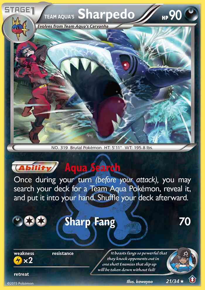 Team Aqua's Sharpedo - 21/34 - Rare Holo [dc1-21] [Reverse Holo]