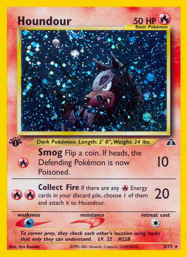 Houndour - 5/75 - Rare - 1st Edition [neo2-5] [Holo]