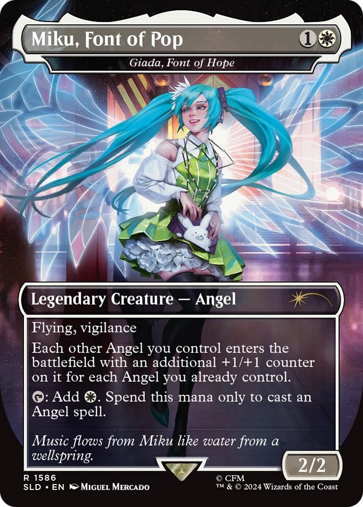Miku, Font of Pop - Giada, Font of Hope [1586] [Borderless] [Hatsune Miku: Winter Diva] [Secret Lair Drop] [Non-Foil]