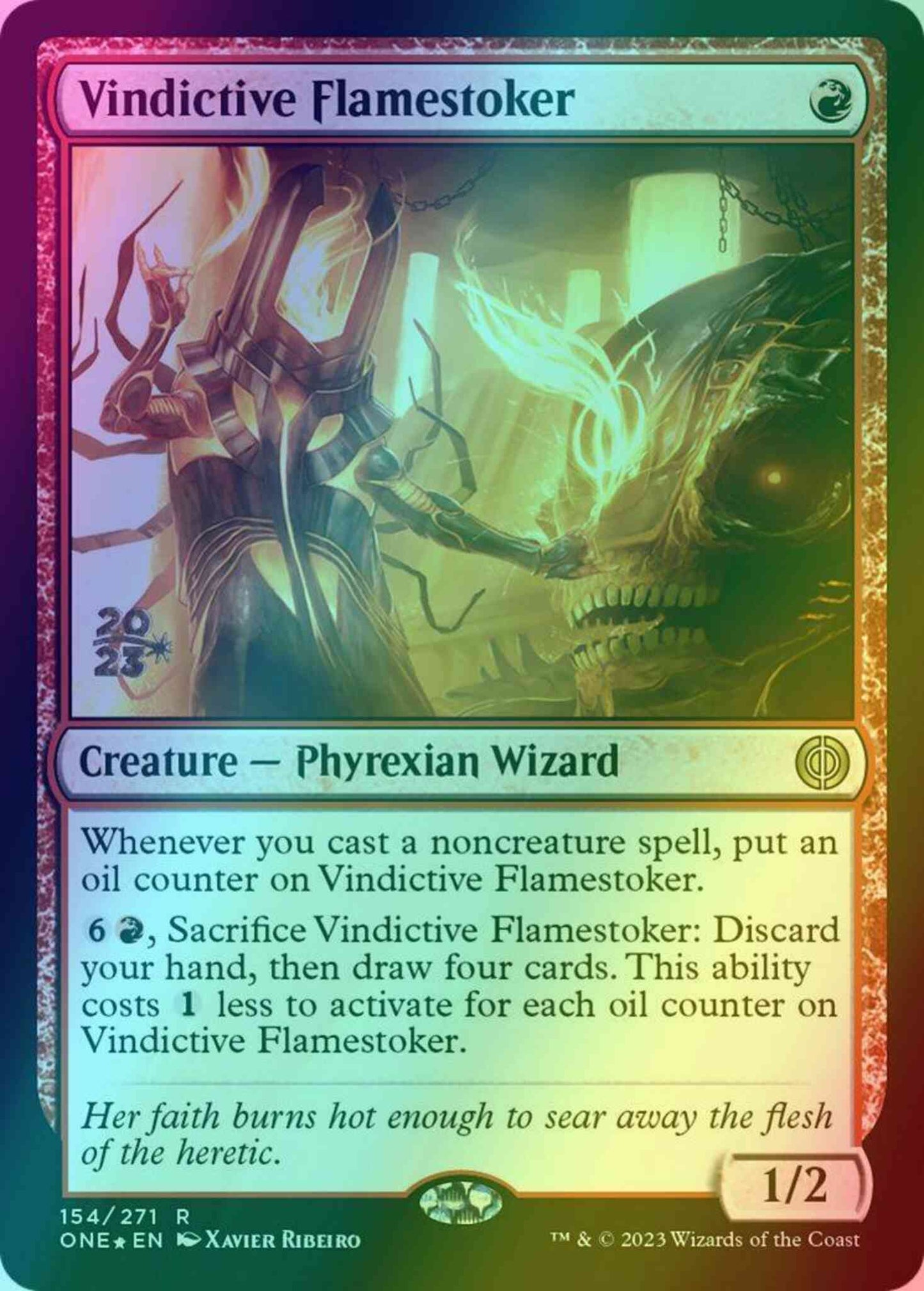 Vindictive Flamestoker [154s] [Prerelease] [Phyrexia: All Will Be One: Promos] [Foil]