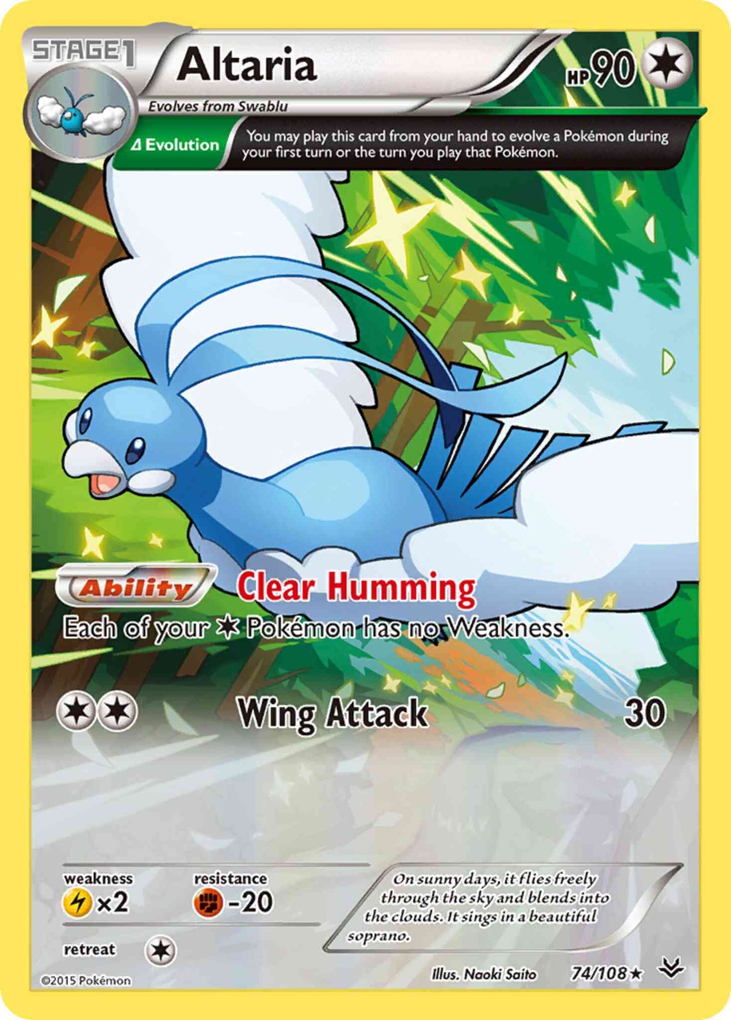 Altaria - 74/108 - Rare [xy6-74] [Reverse Holo]