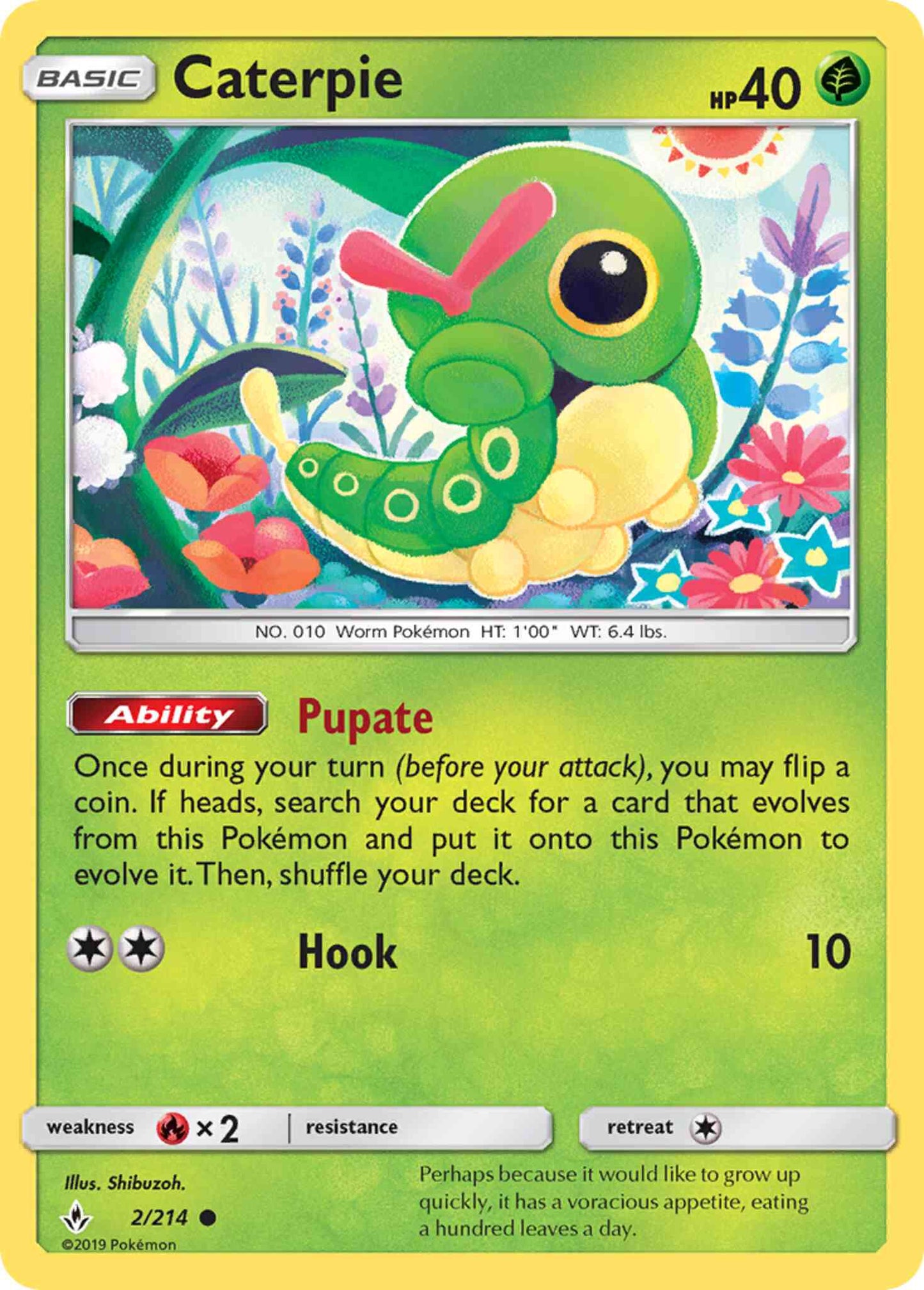 Caterpie - 2/214 - Common [sm10-2] [Reverse Holo]