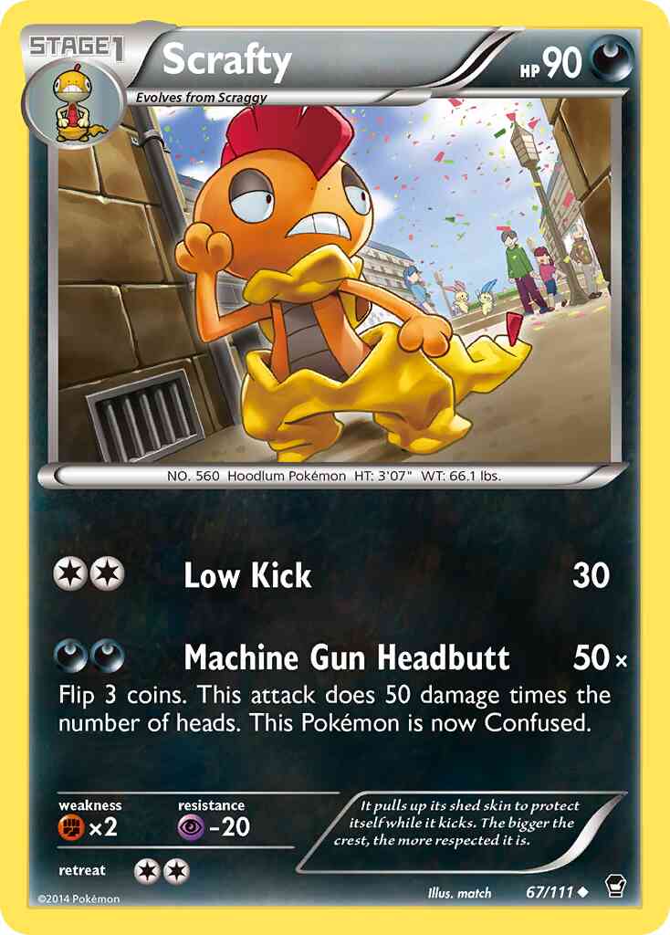 Scrafty - 67/111 - Uncommon [xy3-67] [Reverse Holo]