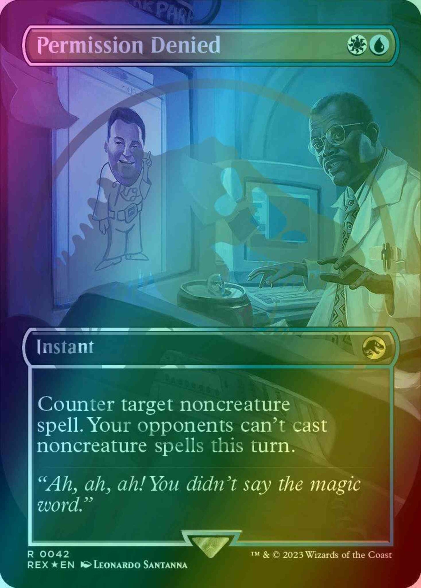 Permission Denied [42] [Borderless] [Emblem] [Universes Beyond: Jurassic World Collection] [Foil]