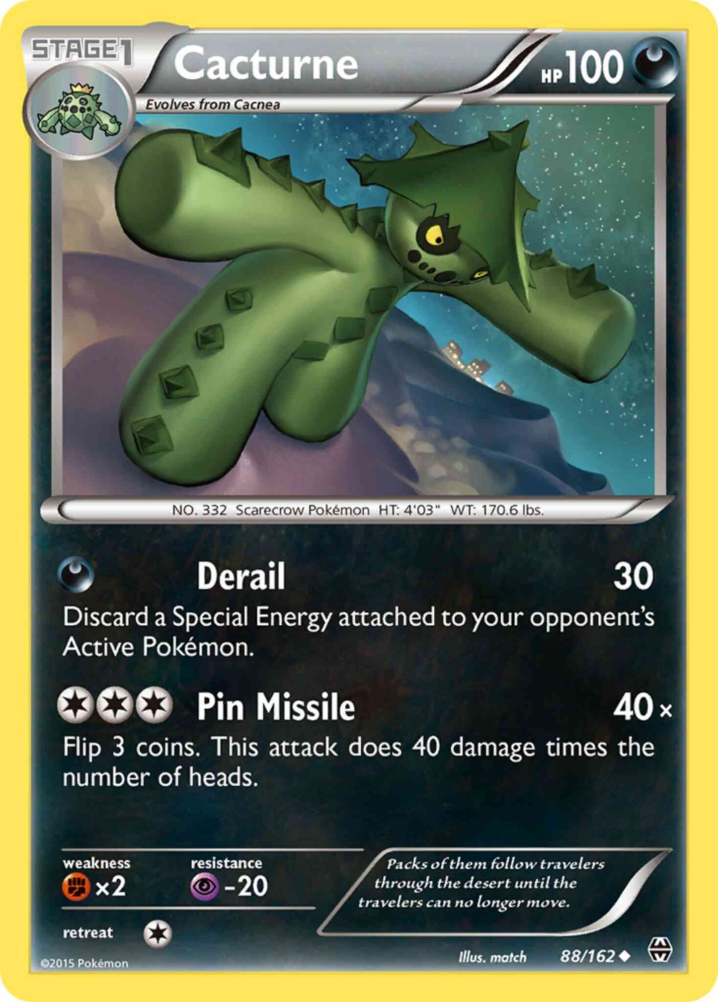 Cacturne - 88/162 - Uncommon [xy8-88] [Reverse Holo]