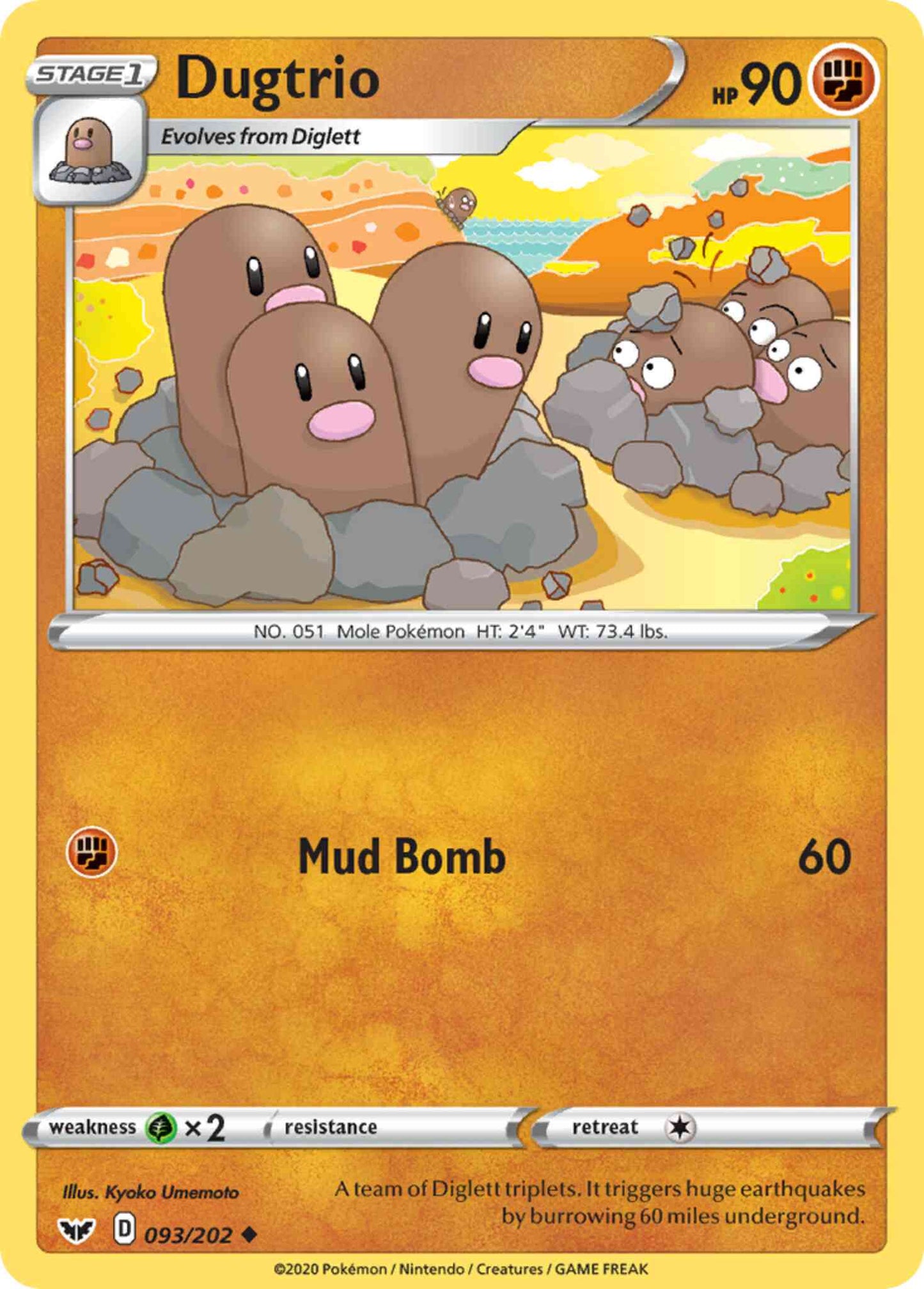 Dugtrio - 093/202 - Uncommon [swsh1-093] [Non-Holo]