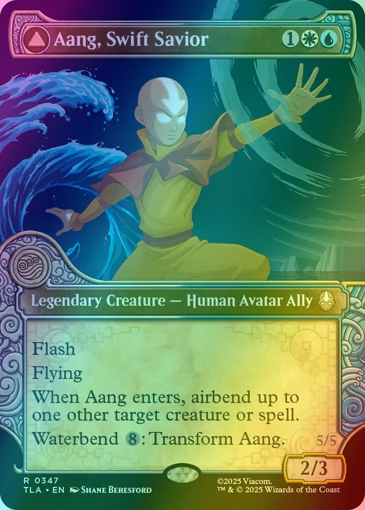 Aang, Swift Savior // Aang and La, Ocean's Fury [347] [Elemental Frame] [Avatar: The Last Airbender] [Foil]