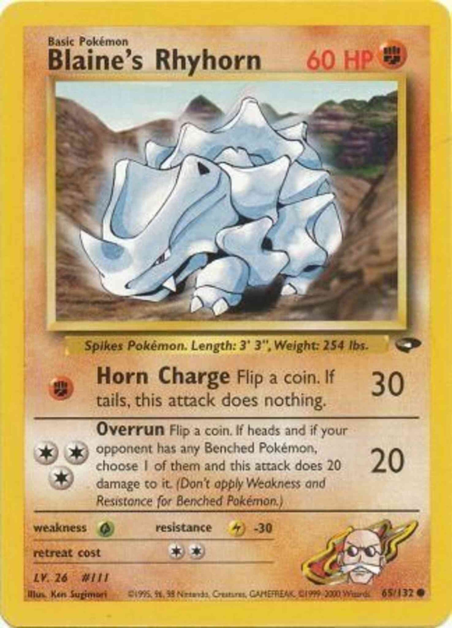 Blaine's Rhyhorn - 65/132 - Common - Unlimited [gym2U-65] [Non-Holo]