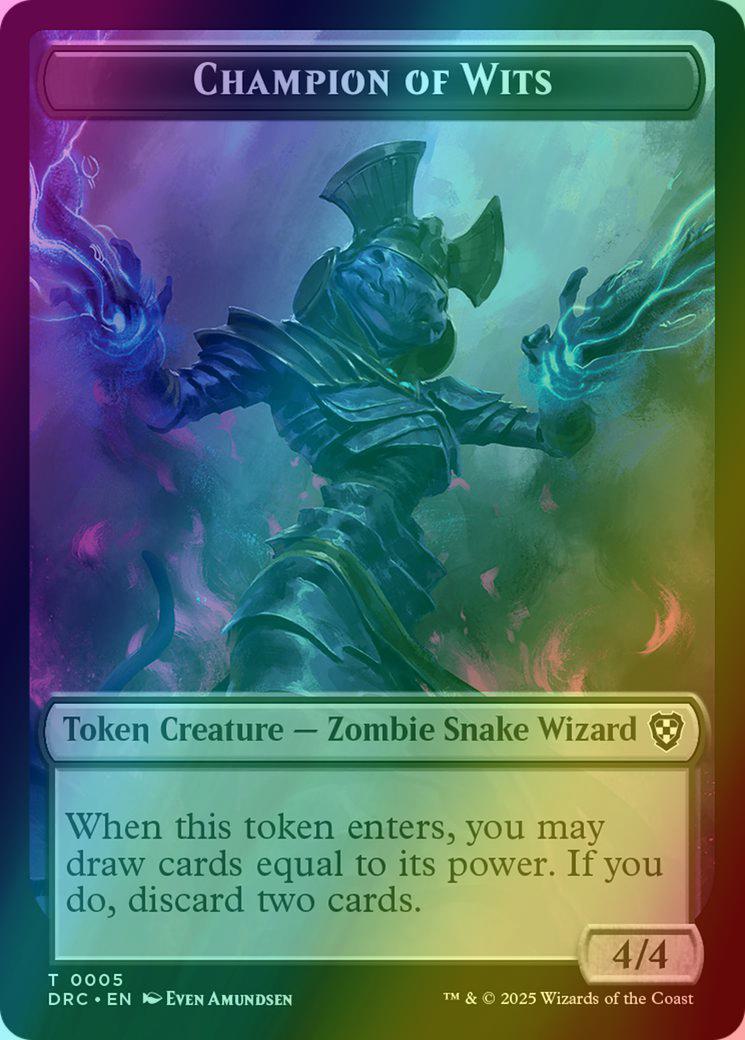 Champion of Wits Token (05) // Zombie Token (03) [Aetherdrift: Commander: Tokens] [Foil]
