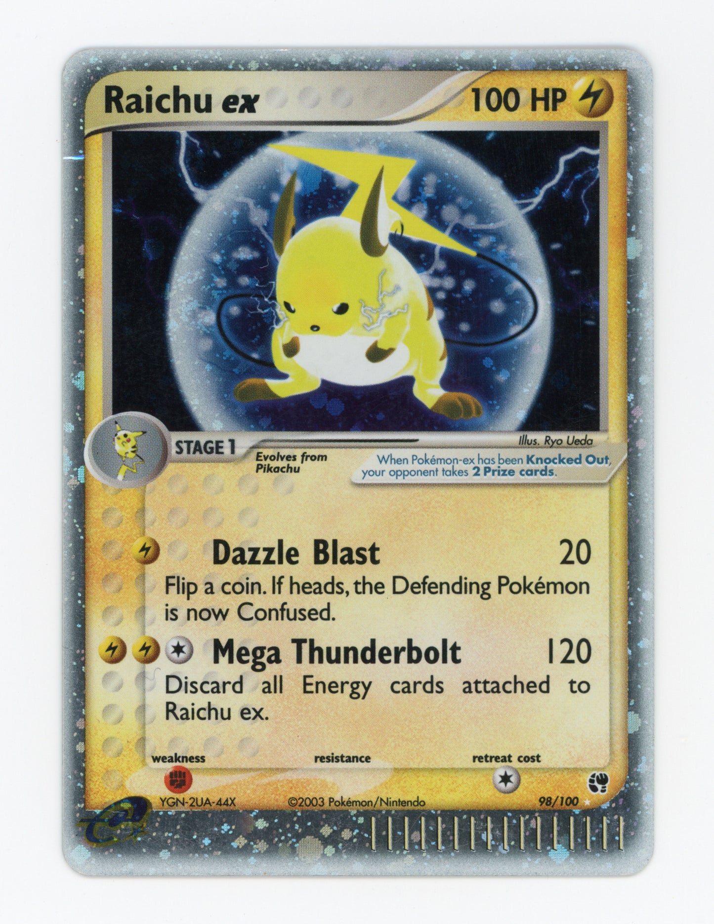 Raichu ex — Damaged|Rare Holo EX — ID 19950