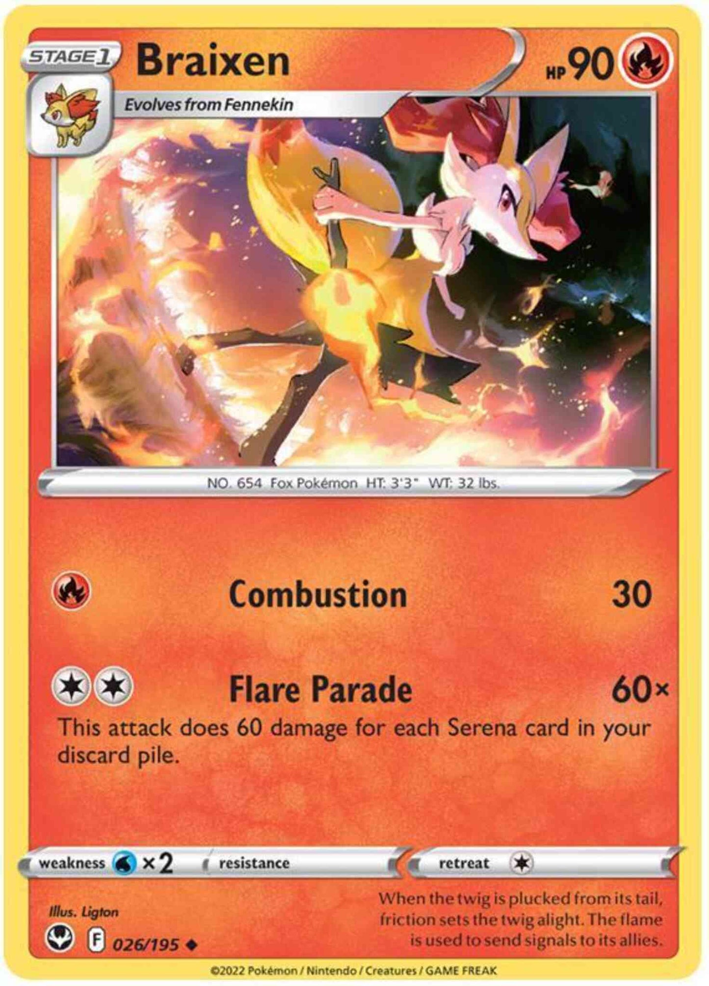 Braixen - 026/195 - Uncommon [swsh12-026] [Non-Holo]
