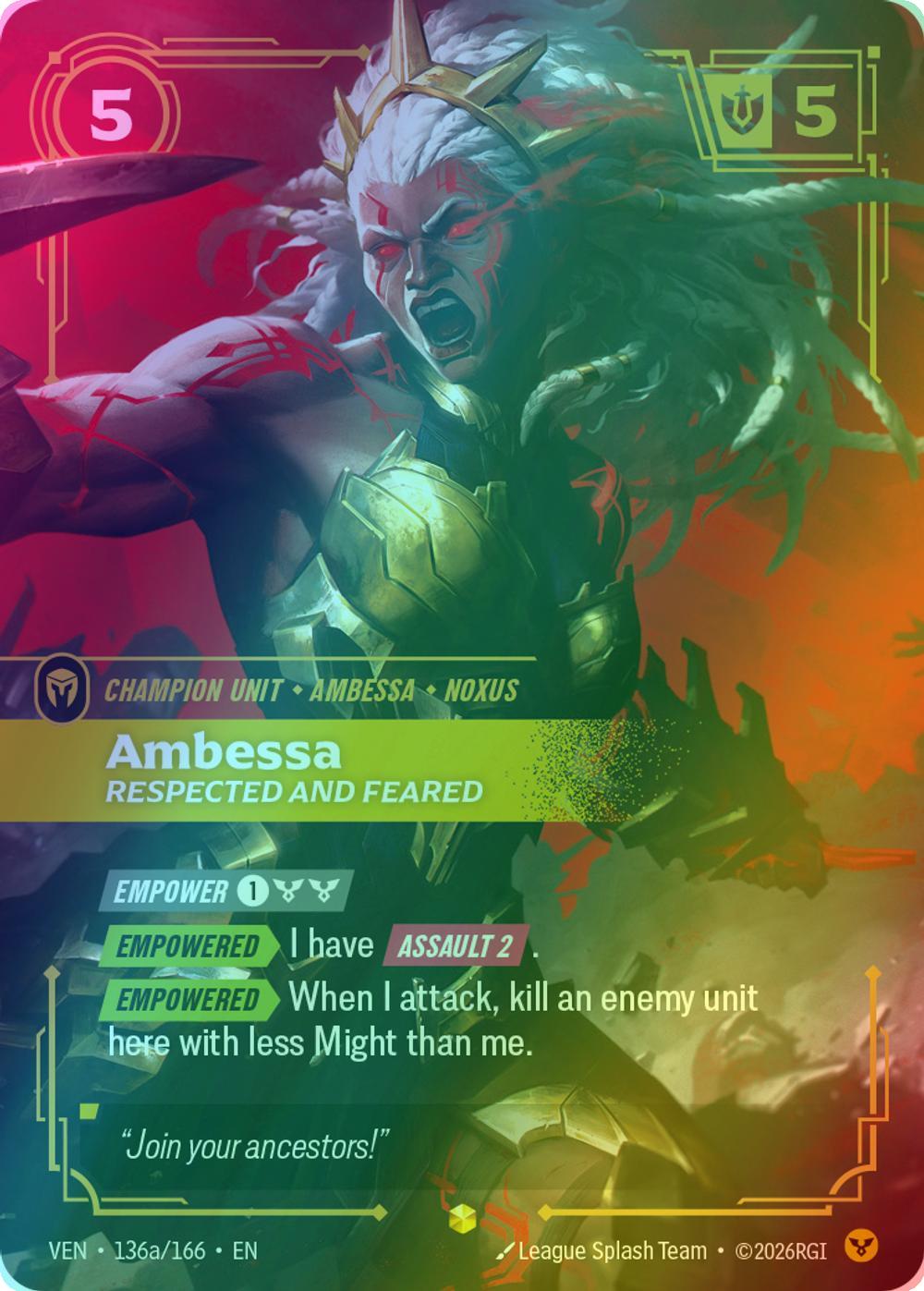 Ambessa, Respected and Feared (Alternate Art) - 136a/166 [Vendetta] [Foil]