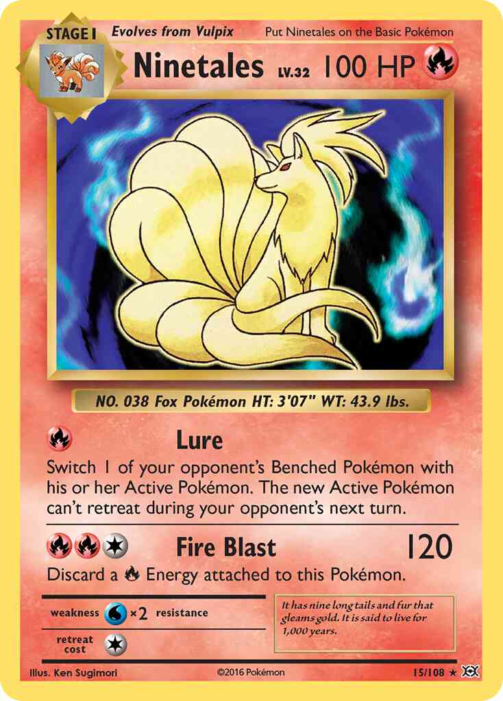 Ninetales - 15/108 - Rare Holo [xy12-15] [Reverse Holo]