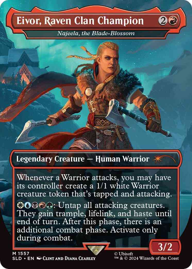 Eivor, Raven Clan Champion - Najeela, the Blade-Blossom [1557] [Borderless] [Lethal Legends] [Secret Lair Drop] [Foil]