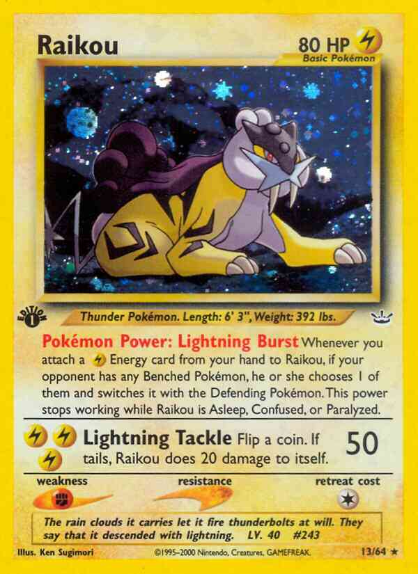 Raikou - 13/64 - Rare - 1st Edition [neo3-13] [Holo]